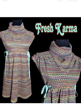 Fresh karma brand rainbow vintage  crochet style dress